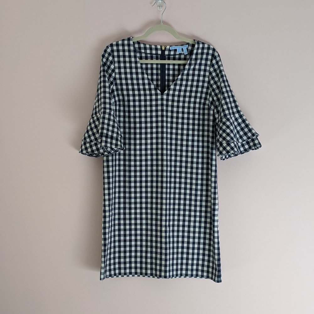 Gingham Bell Sleeve Shift Dress